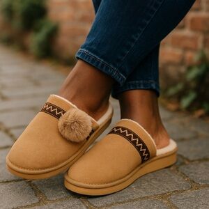 New! BearPaw Linda Suede Slipper with Rain & Stain Repellent